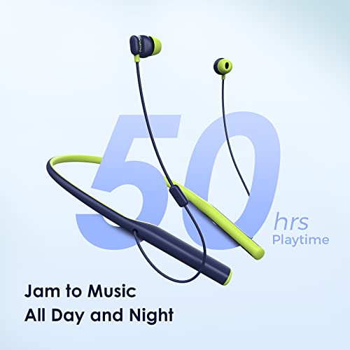 Image of Oraimo Necklace 4 Bluetooth Neckband Wireless In Ear Earphones Deep Bass,50Hrs Playtime,Asap Charge,Enc Tech,Low-Latency Ergonomic Neckband,Sweat-Resistant Magnetic Earbuds,Dual Pairing(Blue)