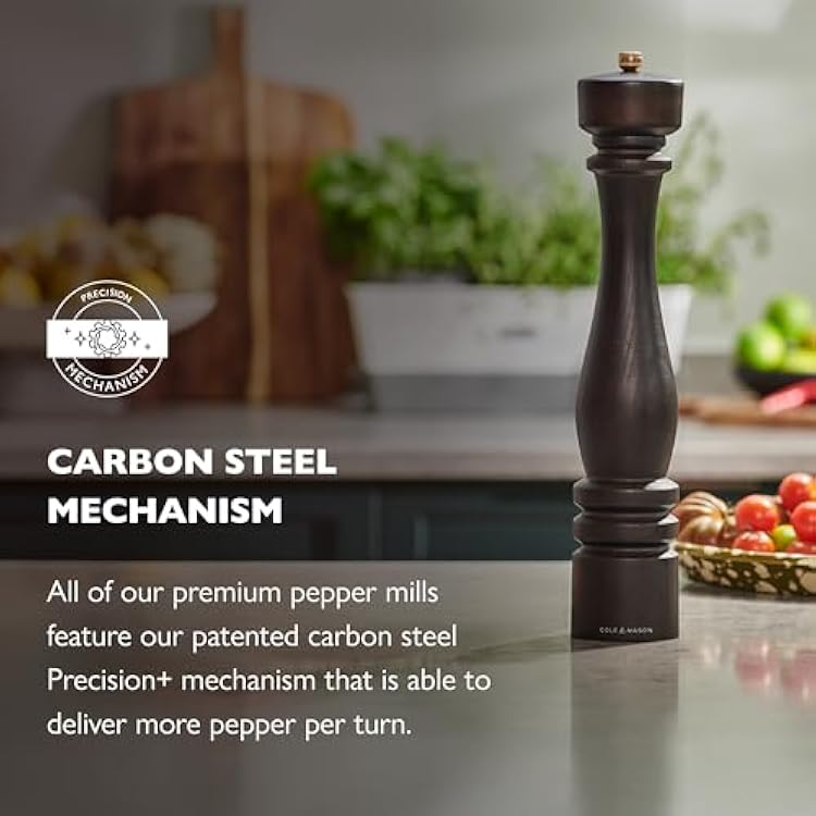 Cole & Mason London Refillable Spice Mill - Kitchen & Home Accessory - Table Black Pepper Grinder - Pepper Mill with Carbon Steel Mechanism - 15, Chocolate Wood