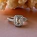 BeFab Silver 1.0 Ct (7x5mm) Emerald Cut Engagement Ring Accented Halo Wedding Ring Half Eternity Radiant Cut Anniversary Ring (Silver, 6)