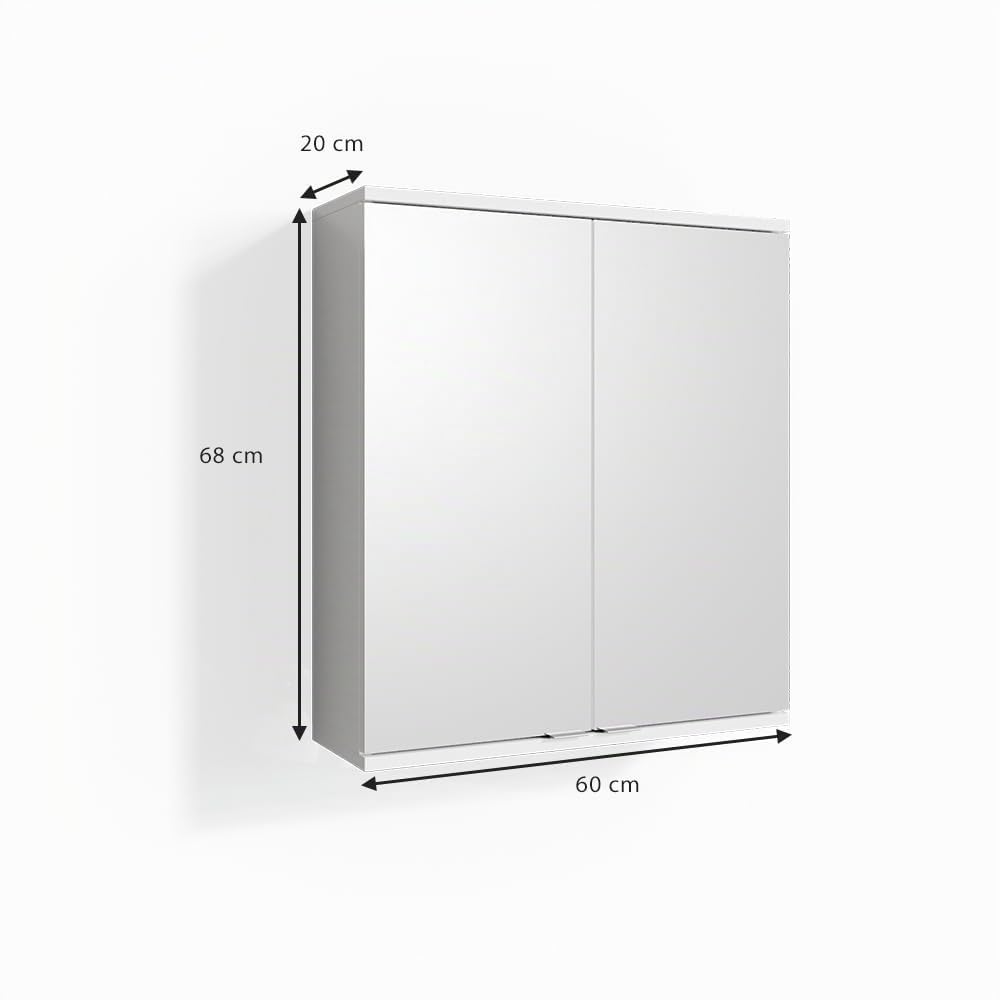 Vicco Specchio contenitore bagno Roy, Bianco, 60 x 68 cm, adatto per montaggio a parete e compatibile con la serie Roy
