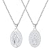 U7 925 Sterling Silver Virgin Mary Necklace Pendant with 20" Chain Catholic Gift for Women Gilrs Oval Miraculous Medal Jewelry