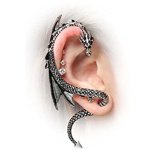 Gothic Dragon Ear Wrap Earrings - Gold Metal Dragon Ear Cuffs for Women and Girls