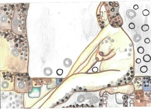 NUDE OLDER WOMAN ART - Original 5x7" Painting - "Authenticity - Watercolors on Paper