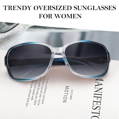 Image of SIPHEW Polarized Sunglasses for Women | Vintage Square Sunglasses w UV400 Protection | Womens Wraparound Shade