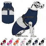 AOFITEE Dog Coat, Large Dog Jacket, Dogs Coat with Harness Built in, Reflective Waterproof Dogs Jackets Winter with Furry Collar, Warm Polar Fleece Pet Sweater Snowsuit for Doberman, Great Dane XXXL