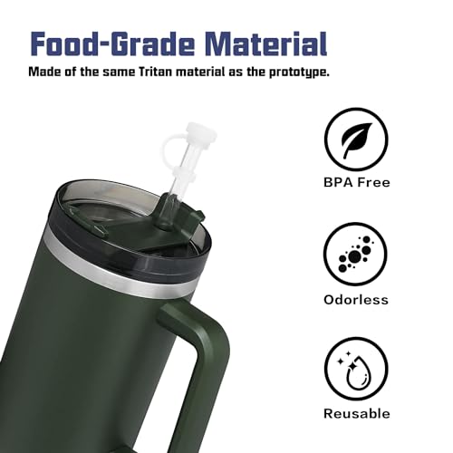 Replacement Straw Compatible with Stanley 40 oz 30 oz Tumbler, Accessories of 6 Straw Replacement with Cleaning Brush, 4 Color Leak Sproof Plug, 2 Silicone Cover Cap for Stanley #5