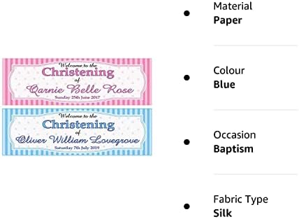2 Personalised Christening Banners - Welcome to - Any Name & Date - Available for Girl OR BOY (Approx 3ft x 1ft) (Blue)