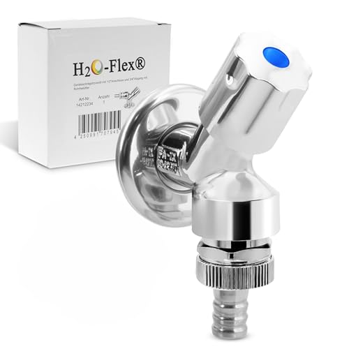 H2O-Flex® Geräteschrägsitzventil mit 1/2 Wandanschluss und 3/4Abgang mit Rohrbelüfter Maschinen-Anschlussventil