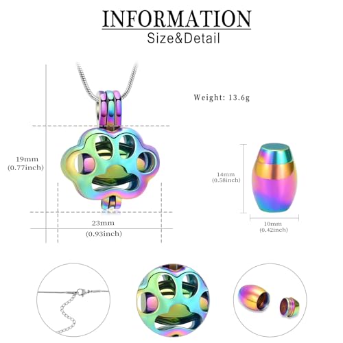 QGJNSGC Pet Cremation Jewelry for Ashes for Dog Cat Paw Print Memorial Locket Urn Necklace with Mini Case Keepsake Cremation Jewelry for Women/Men - Image 2