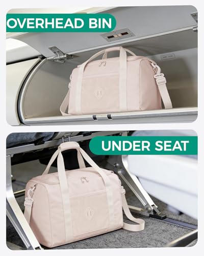 WANDF Personal Item Travel Bag, Carry On Duffle Bag for Women (Beige)