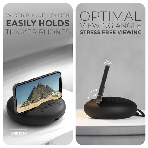 Image of Xech ARC Bluetooth Speaker with Phone Stand & Pen Holder, 5W Mini Desk Speaker for Laptop /PC, Built-in Mic for Calls & Meetings, BT 5.2, TWS Pairing, USB-C Charging, 6H Playtime (Black)
