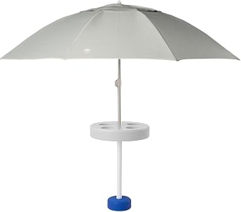 Pool Buoy Floating Pool Umbrella 5-7" Premium UV Shade Umbrella with Weighted Base & 5 Cup Holders Luxury Portable Sun Protection for Pools, Lakes & Hot Tubs No-Tool Setup