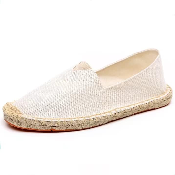 Image of Mintzice Men's Solid Comfortable Slip on Canvas Espadrilles Flat Beige 8.5 US