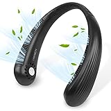 Portable Neck Fan, Rechargeable Hanging Neck Fan, Bladeless Hands Free Fan with 3 Speeds, 3000 mAh Battery Operated Wearable Personal Fan for Men Women Kids Home Office Travel Outdoor(Black, 3000 mAh)