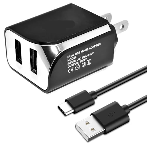 3.1 Amp Type C Dual Port Wall AC Home Travel Charger + USB C Sync&Charge Data Cable for Verizon Samsung Galaxy Tab S3 SM-T827V 9.7' Android Tablet (Black)