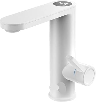 Electric Water Heater Hot Faucet 2 in 1 Basin Tap Tankless Geyser 220 Instant for HomeMatte White