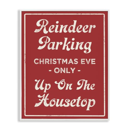 Reindeer Parking Sign Vintage, 11 x 14 Inch Framed Giclée Print