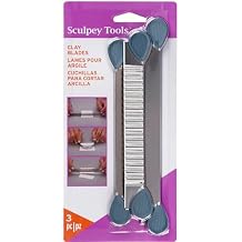 مجموعة شفرات طينية من Sculpey Tools مكونة من 3 قطع - فولاذ مقاوم للصدأ، نوع الشفرات صلبة - متموجة - مرنة، مقابض سريعة التركيب، أداة قطع، مستلزمات الفنون والحرف اليدوية