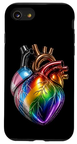 Progress Pride ��U�w �n�[�g �C���N���[�V�u LGBTQ �_�[�N�A�[�g �X�}�z�P�[�X iPhone SE (2020) / 7 / 8 �p