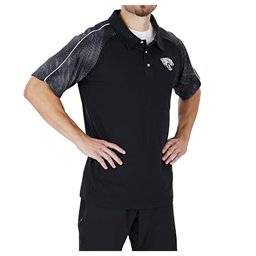 Officially Licensed Zubaz Men's NFL Elevated Field Polo With Tonal Viper Print Accent, Jacksonville Jaguars, Size Medium