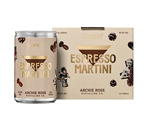 Curatif Espresso Martini Cocktail - 16.4% ABV - Pack of 4 Ready to Serve Cocktails - 120ml each