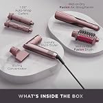 Shark FlexFusion Hair Straightener & Powerful Hair Dryer with Fusion Hair Brush, Ceramic Air Styler with Auto-Wrap Curlers & Concentrator, Ceramic Plates, Cosmic Blush HD641S - Image 3
