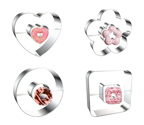 ZDYWY Donut Doughnut Cookie Cutters 4 Piece Set
