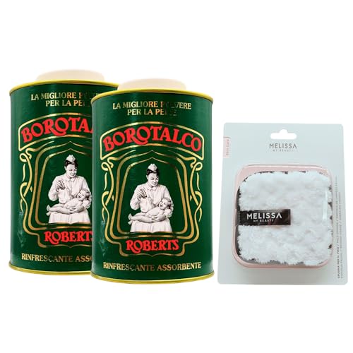 SET: Talco In Barattolo, Talco in Polvere Multiuso Assorbente e Rinfrescante, Per Una Pelle Vellutata. Adatto Per Uomo, Donna e Bambini 500g + Spugna Per Il Viso (2 Barattoli+SpugnaViso)