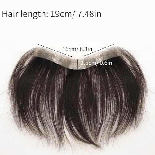 OUBFUUY Hair Men Forehead Hairline Toupee Hd Black Hair for Frontal Hairpiece 100% Human Hair Topper Hairpiece Pu Thin Skin (1.5X16X20Cm) - Image 2