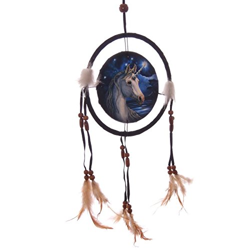 Puckator Acchiappasogni Unicorno-Lisa Parker 16 cm, Fabric/Feathers/Plastic, Black, One Size, Mixed, Diameter 16cm