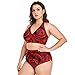 Oyihfvs Fresh Red Rose Bud, The Petals of Red Roses with Water Women's Plus Size 2 PC Bikini Set, High Waisted Tummy Control Vest Bikini Set, Soft Stretchy Tank Top Padded Swimwear (Large)