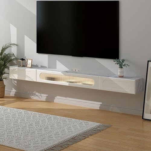 Meuble TV flottant avec 2 tiroirs pour salon et hôtel