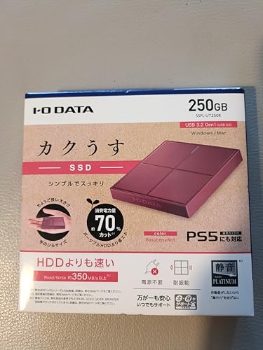 �A�C�E�I�[�E�f�[�^�@�� USB3.2 Gen1 USB3.0 �Ή��|�[�^�u��SSD 250GB ���Y�x���[���b�h SSPL-UT250R