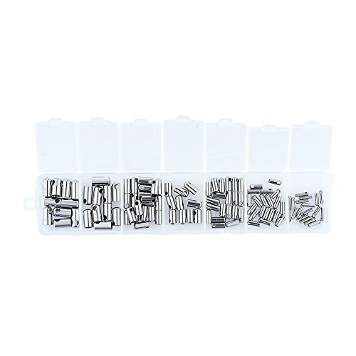 Pandahall 1Box/110Pcs Mixed Tube 304 Stainless Steel Tube Cord Ends Leather Clamp Tips Bead Tassel Cap Connector Loop For Jewelry Makings 7-10X2-5Mm Hole: 1Mm #TOP1
