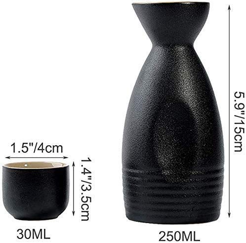 Japanese Sake Set, Sake Cup Set，Sake Bottle Crafts Cup，Sake Pot and Sake Cup， Japanese Sake Set 7 Pieces Sake Set, Black Glaze Ceramics Wine Glasses Set, Quaint Texture, for Cold/Warm/Hot Sake/Shochu/ - Thumbnail 2