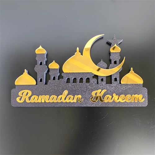 KAHDGSS Ramadans Table Decoration Gold Silver Islamics avec Castles Eid Moubaraks Décorations pour Atmosphères Festives Art Islamique Moderne – vue 8