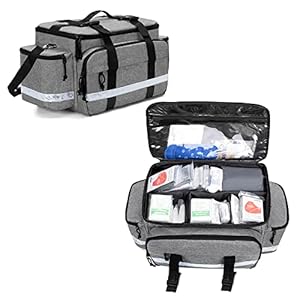 Damero Medical Supplies Bag, Emergency Responder Trauma Bag Medical Bag with Detachable Dividers and Top Buckles, Ideal for EMT, EMS, Paramedics, Gray (Bag ONLY)