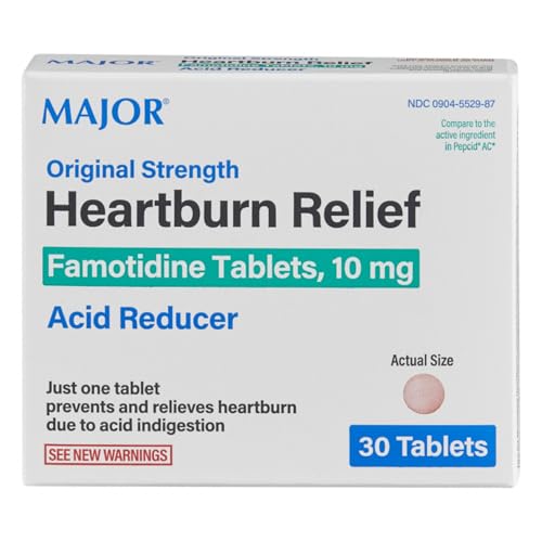 MAJOR Original Strength Heartburn Relief - Famotidine Tablets, 10 mg - Acid Reducer - 30 Tablets (1-Pack)