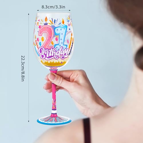 NymphFable Hand-painted Wine Glass 21st Birthday Gift Personalised Artisan Glasses Gifts for Family Friend 15oz by NymphFable - Image 8