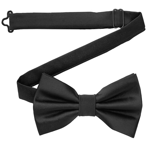 DonDon pajarita para hombre hecha a mano con aspecto de seda 12 x 6 cm pajarita Negro