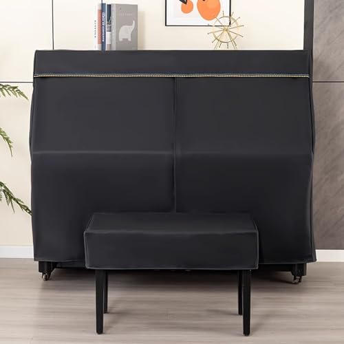 Mavcobo Capa para piano vertical capa anti-pó para piano de alta gama lona para piano de tecido técnico preto com capa para banco individual e capa para banco duplo (A, 153 * 36 cm)