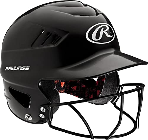 Rawlings Coolflo Nocsae Molded Batting Helmet With Face Guard, Black, One Size #TOP2