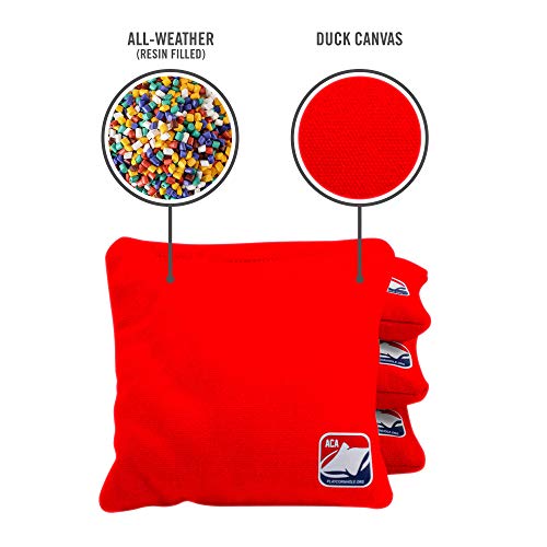 ACA Daily 66x Regulation Cornhole Bags Weather Resistant Resin Filled 6x6 Set of 4 Red