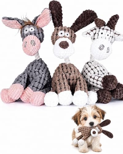 Brinquedo para Cachorro Burrico de Pelúcia com Corda e Som - Mordedor Interativo Resistente, Auxilia na Mastigação, Ideal para Filhotes e Cães de Pequeno Porte, Cores Variadas