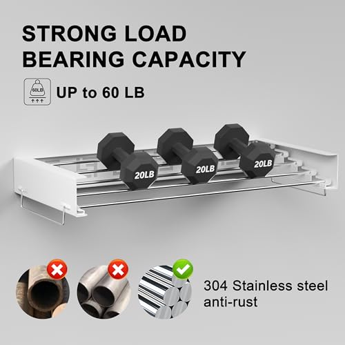 BQKOZFIN 80CM Wall Mounted Clothes Drying Rack, Retractable Laundry Clothes Airer, Collapsible Laundry Drying Rack for Indoor Outdoor Bathroom, Space Saver Compact Sleek Design (White) - Image 4