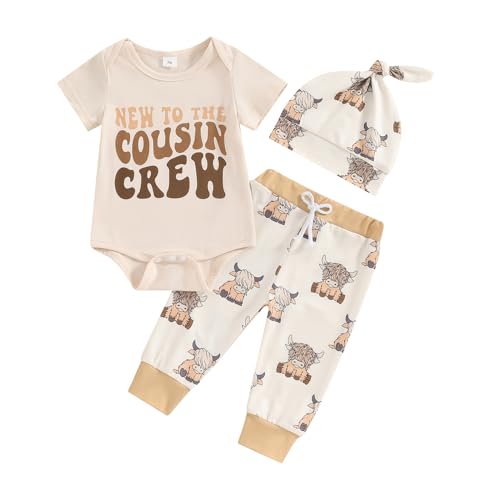 Image of FIOMVA Newborn Baby Clothes Boy Funny Letter Short Sleeve Onesie Romper+Long Pants Set Infant Summer Outfits