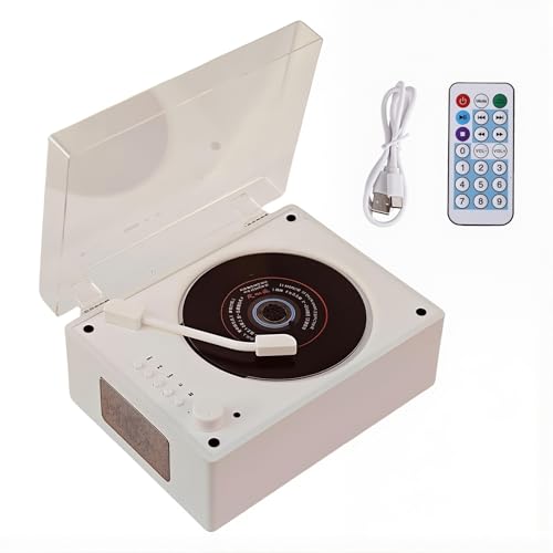 Reproductor de CD portátil Bluetooth con altavoces, reproductor de música retro, control remoto, compatible con USB/AUX/Type-C, recargable para oficina en casa