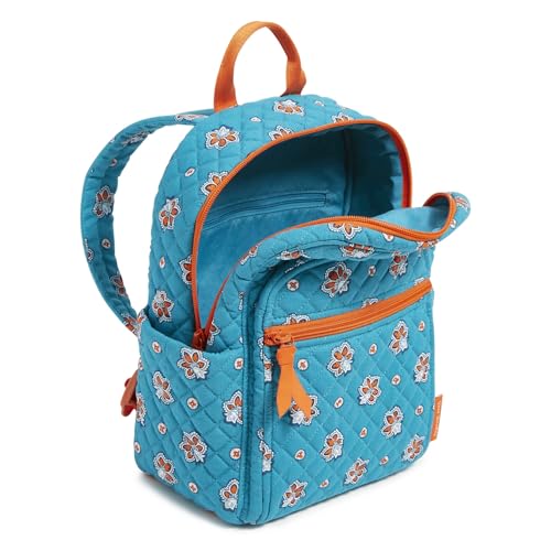 Premium Cotton Small Backpack, Aqua and Orange Bandana Paisley, One Size by Vera Bradley - Used condition - Image 3