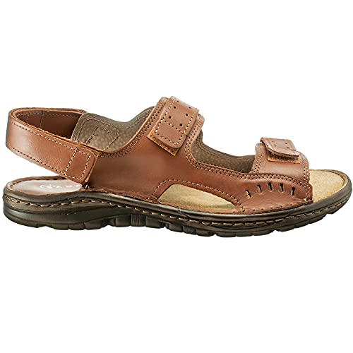 ESTRO Sandalias Hombre Verano Cuero - Sandalias Hombre Cuero Chanclas Piel con Suela Goma Antideslizante s2 (44 EU, Marrón Óxido)