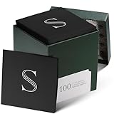 100 Pack Disposable Monogrammed Cocktail Napkins Black, 5"x5" Linen-Feel Silver Foil Letter S Paper Napkins, Initial White Beverage Napkins For Wedding, Party, Bar Or Holiday